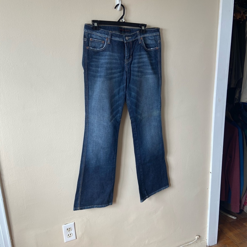 Vintage Y2K Buffalo David Bitton Pink X Jeans 31 Flare Bootcut Dark Wash Denim